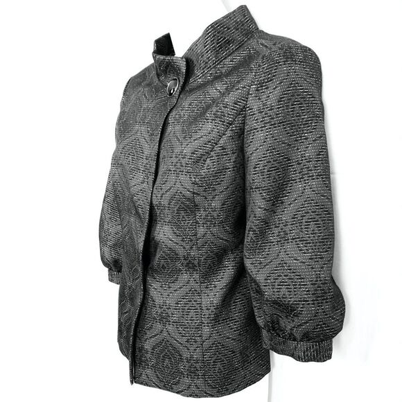 CLASSIQUES ENTIER Womens Petite Puff Sleeve Black Silver Whimsigoth Jacket S - Picture 10 of 16
